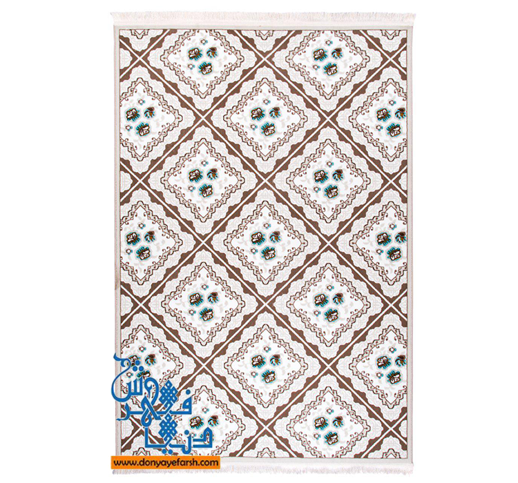 فرش ماشینی فانتزی گل برجسته فرش روز کد 114قهوه ای