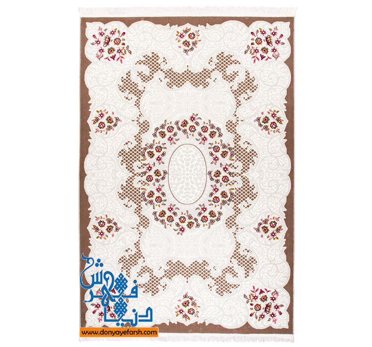 فرش ماشینی فانتزی گل برجسته فرش روز کد 112صورتی