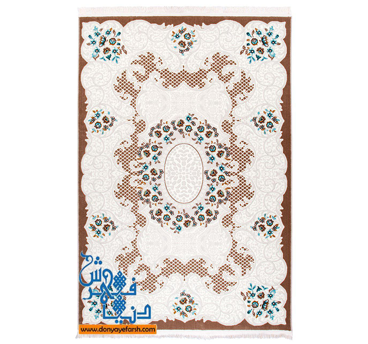 فرش ماشینی فانتزی گل برجسته فرش روز کد 112آبی