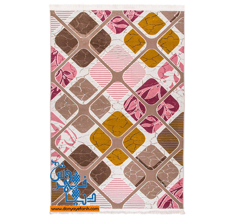 فرش ماشینی فانتزی گل برجسته فرش روز کد 100صورتی