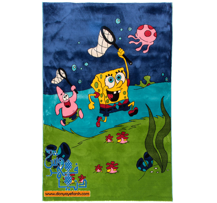 فرش ماشینی عروسکی کاشان طرح باب اسفنجی