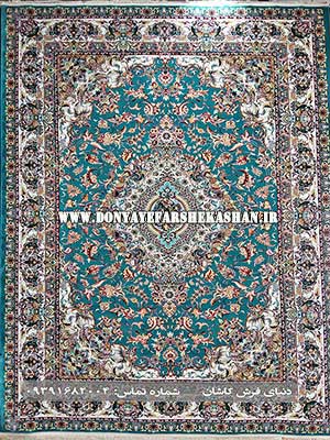 فرش ماشینی کاشان طرح بهشت رنگ آبی