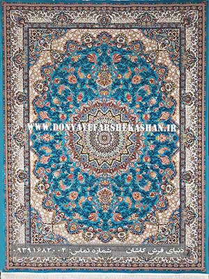 فرش ماشینی کاشان طرح رزیتا آبی