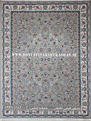 فرش ماشینی کاشان طرح زنبق رنگ ترمه ای