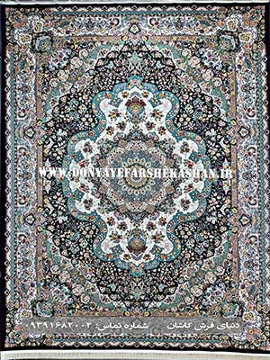 فرش ماشینی کاشان طرح فرشته سورمه ای