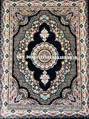 فرش کاشان طرح هارمونی سرمه ای