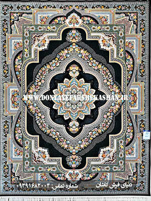 فرش ماشینی باغ معلق سرمه ای