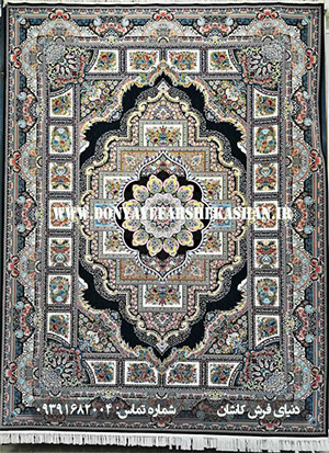 فرش ماشینی طرح حوض نقره سرمه ای لایت 