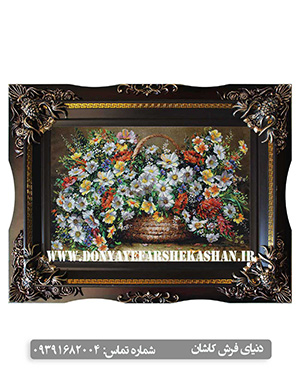 تابلو فرش ماشینی طرح گل کد 1020