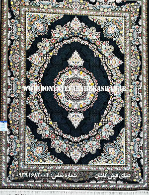 فرش ماشینی کاشان طرح سلین سرمه ای