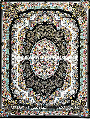 فرش ماشینی کاشان طرح رسپینا سرمه ای